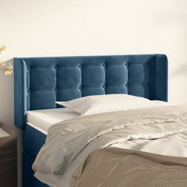 vidaXL Κεφαλάρι με Πτερύγια Σκούρο Μπλε 93x16x78/88cm Βελούδινο 1 τεμ.