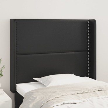 vidaXL Κεφαλάρι με Πτερύγια Μαύρο 93x16x118/128cm Συνθ. Δέρμα 1 τεμ.
