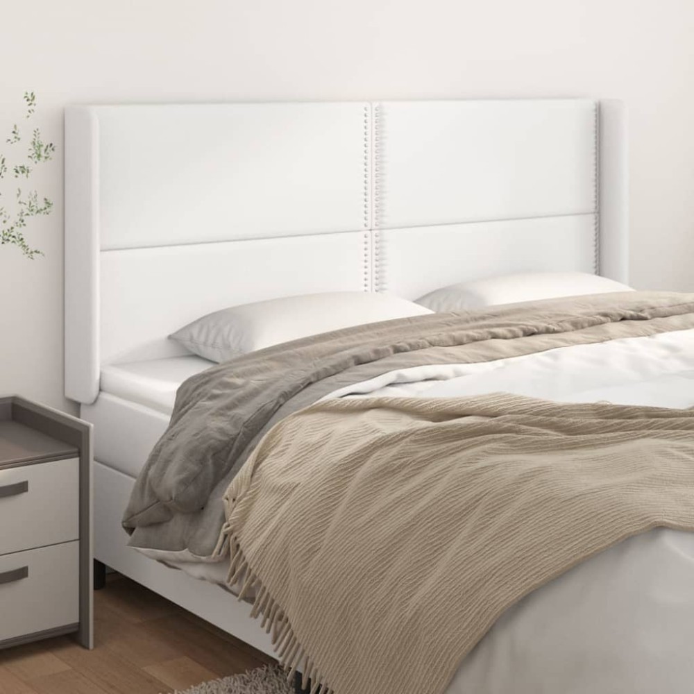 vidaXL Κεφαλάρι με Πτερύγια Λευκό 183x16x118/128cm Συνθετικό Δέρμα 1 τεμ.