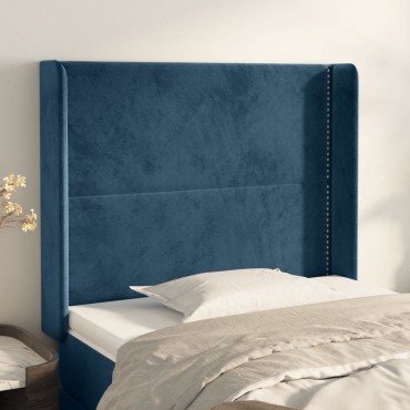 vidaXL Κεφαλάρι με ΠτερύγιαΣκούρο Μπλε 93x16x118/128cm Βελούδινο 1 τεμ.