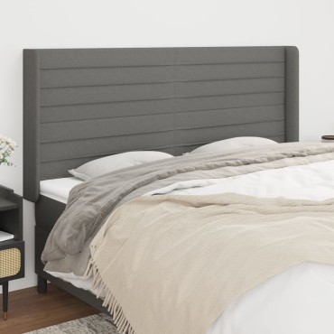 vidaXL Κεφαλάρι με Πτερύγια Σκούρο Γκρι 163x16x118/128cm Υφασμάτινο 1 τεμ.