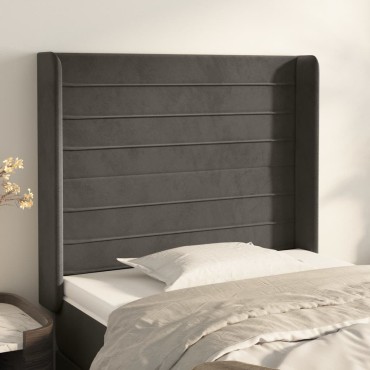 vidaXL Κεφαλάρι με Πτερύγια Σκούρο Γκρι 83x16x118/128cm Βελούδινο 1 τεμ.