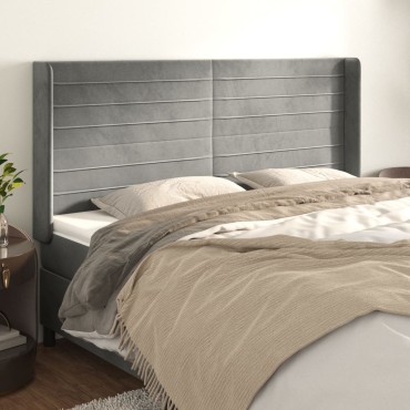 vidaXL Κεφαλάρι με Πτερύγια Ανοιχτό Γκρι 163x16x118/128cm Βελούδινο 1 τεμ.