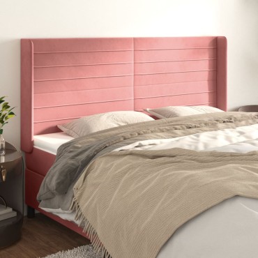 vidaXL Κεφαλάρι με Πτερύγια Ροζ 203x16x118/128cm Βελούδινο 1 τεμ.