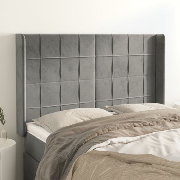 vidaXL Κεφαλάρι με Πτερύγια Ανοιχτό Γκρι 147x16x118/128cm Βελούδινο 1 τεμ.