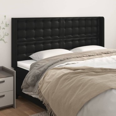 vidaXL Κεφαλάρι με Πτερύγια Μαύρο 163x16x118/128cmΣυνθετικό Δέρμα 1 τεμ.