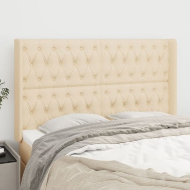 vidaXL Κεφαλάρι με Πτερύγια Κρεμ 163x16x118/128cm Υφασμάτινο 1 τεμ.