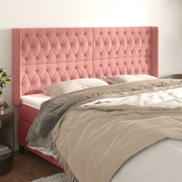 vidaXL Κεφαλάρι με Πτερύγια Ροζ 183x16x118/128cm Βελούδινο 1 τεμ.