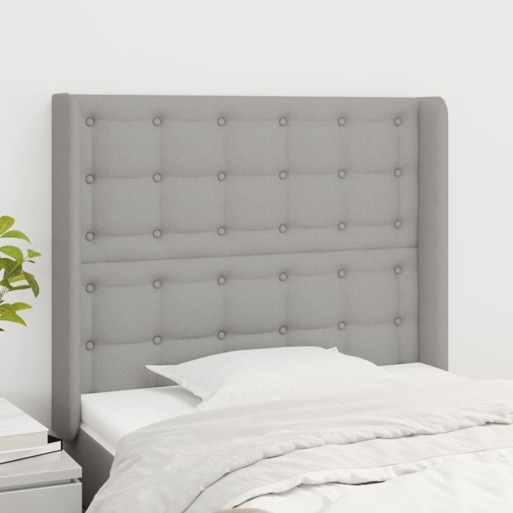 vidaXL Κεφαλάρι με Πτερύγια Ανοιχτό Γκρι 93x16x118/128cm Υφασμάτινο 1 τεμ. vidaXL Κεφαλάρι με Πτερύγια Ανοιχτό Γκρι 93x16x118/128cm Υφασμάτινο 1 τεμ.