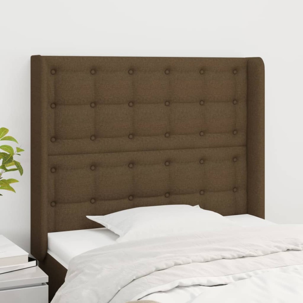 vidaXL Κεφαλάρι με Πτερύγια Σκούρο Καφέ 103x16x118/128cm Υφασμάτινο 1 τεμ.