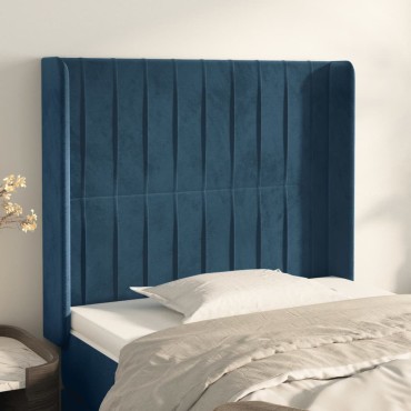 vidaXL Κεφαλάρι με Πτερύγια Σκούρο Μπλε 83x16x118/128cm Βελούδινο 1 τεμ.