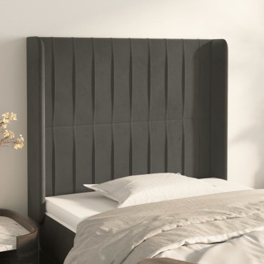 vidaXL Κεφαλάρι με Πτερύγια Σκούρο Γκρι 103x16x118/128cmΒελούδινο 1 τεμ.
