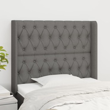 vidaXL Κεφαλάρι με Πτερύγια Σκούρο Γκρι 93x16x118/128cm Υφασμάτινο 1 τεμ.