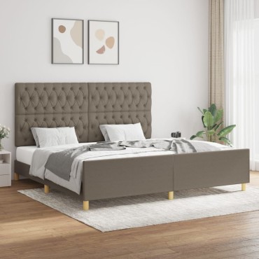 vidaXL Πλαίσιο Κρεβατιού με Κεφαλάρι Taupe 200x200 εκ. Υφασμάτινο