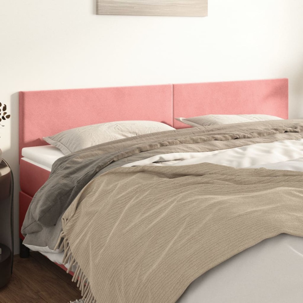 vidaXL Κεφαλάρια Κρεβατιού 2 τεμ. Ροζ 90x5x78/88cm Βελούδινο