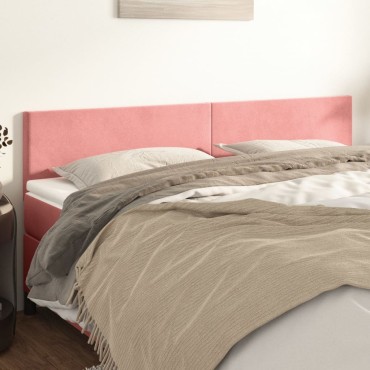 vidaXL Κεφαλάρια Κρεβατιού 2 τεμ. Ροζ 90x5x78/88cm Βελούδινο