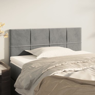 vidaXL Κεφαλάρι Κρεβατιού Ανοιχτό Γκρι 90x5x78/88cm Βελούδινο 1 τεμ.