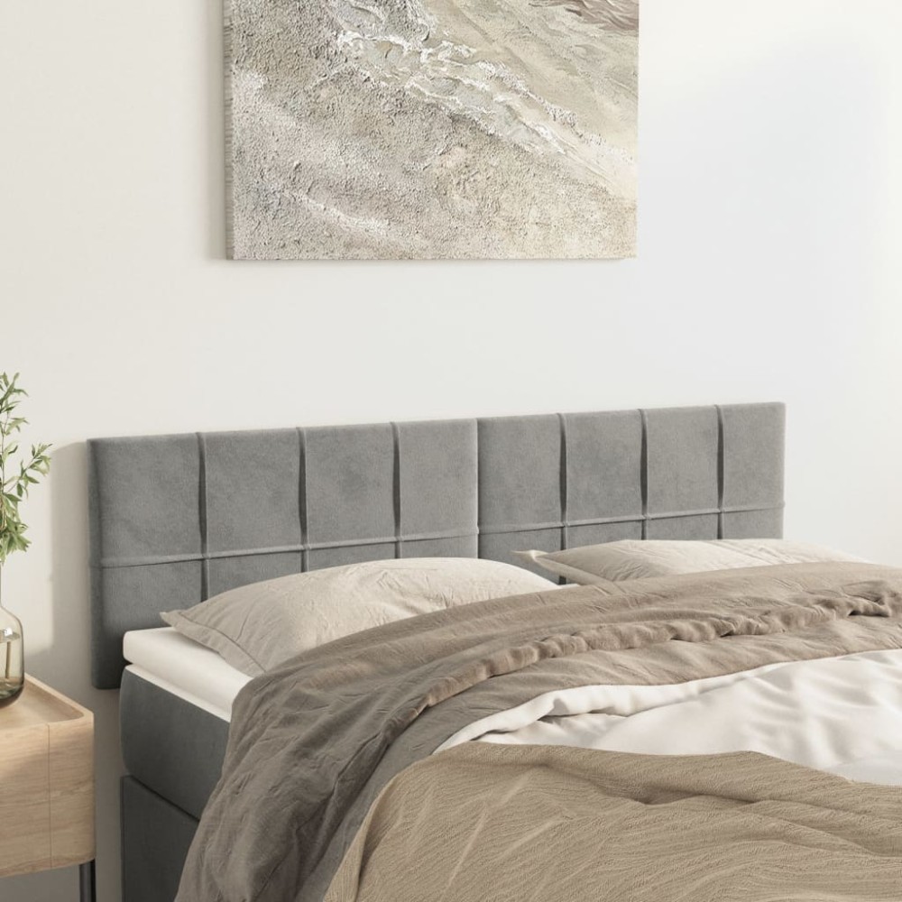 vidaXL Κεφαλάρια Αν. Γκρι Βελούδινα 144x5x78/88cm