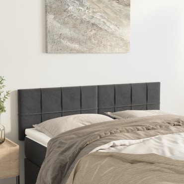 vidaXL Κεφαλάρια Κρεβατιού 2 τεμ. Σκ. Γκρι 72x5x78/88cm Βελούδινα