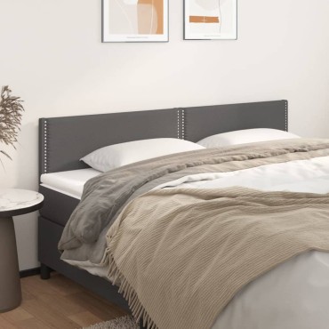 vidaXL Κεφαλάρια Κρεβατιού 2 τεμ. Γκρι80x5x78/88cm Συνθετικό Δέρμα
