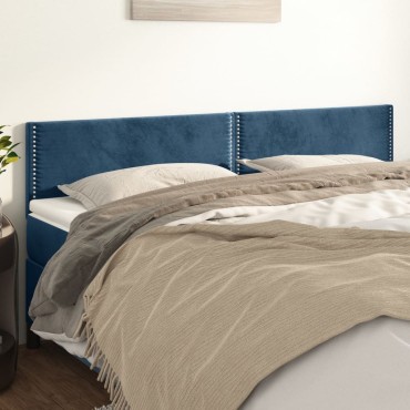 vidaXL Κεφαλάρια Κρεβατιού 2 τεμ.Σκούρο Μπλε 90x5x78/88cm Βελούδινο