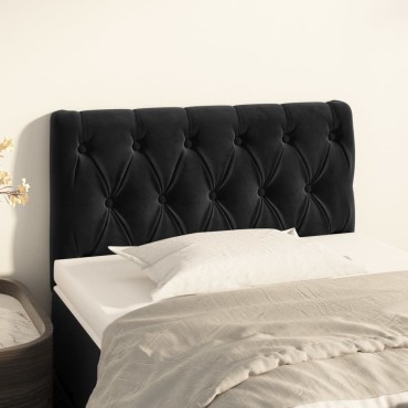vidaXL Κεφαλάρι Κρεβατιού Μαύρο 80x7x78/88cm Βελούδινο 1 τεμ.