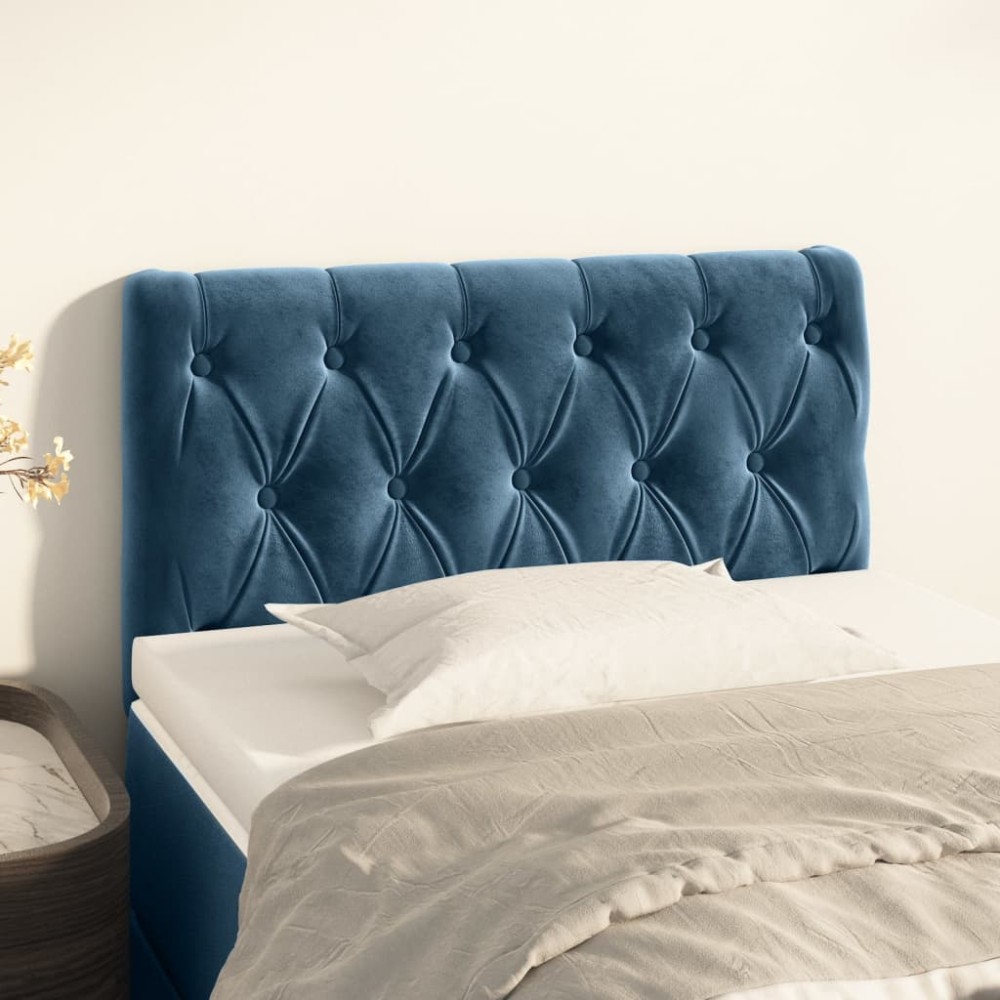 vidaXL Κεφαλάρι Κρεβατιού Σκούρο Μπλε 80x7x78/88cm Βελούδινο 1 τεμ.