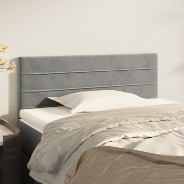 vidaXL Κεφαλάρι Κρεβατιού Ανοιχτό Γκρι 90x5x78/88cm Βελούδινο 1 τεμ.