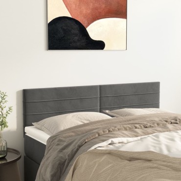vidaXL Κεφαλάρια Κρεβατιού 2 τεμ. Σκ. Γκρι 72x5x78/88cm Βελούδινα