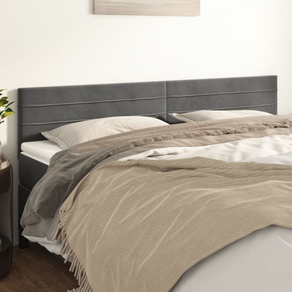 vidaXL Κεφαλάρια Κρεβατιού 2 τεμ. Σκ. Γκρι 80x5x78/88cm Βελούδινο