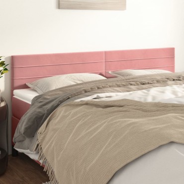 vidaXL Κεφαλάρια Κρεβατιού 2 τεμ. Ροζ 100x5x78/88cm Βελούδινο