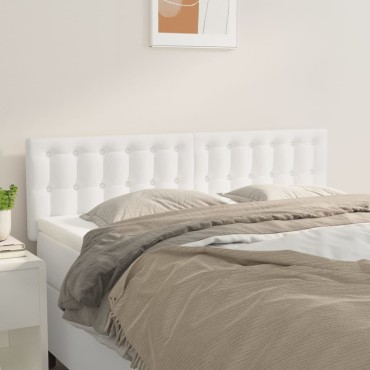 vidaXL Κεφαλάρια Κρεβατιού 2 τεμ. Λευκά 72x5x78/88cm Συνθετικό Δέρμα