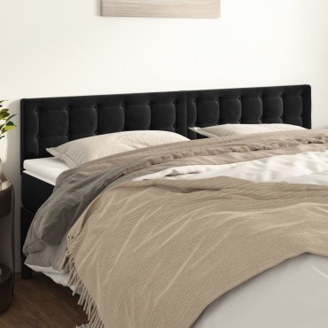 vidaXL Κεφαλάρια Κρεβατιού 2 τεμ. Μαύρο 100x5x78/88cm Βελούδινο