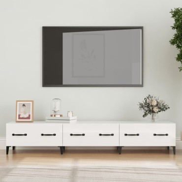 vidaXL Έπιπλο Τηλεόρασης Γυαλ. Λευκό150x34,5x30cm Επεξεργασμένο Ξύλο