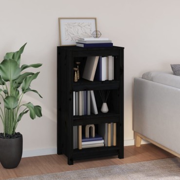 vidaXL Βιβλιοθήκη Μαύρη 50x35x97cm από Μασίφ Ξύλο Πεύκου 1 τεμ.