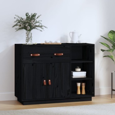 vidaXL Ντουλάπι Μαύρο 98,5x40x75cm από Μασίφ Ξύλο Πεύκου 1 τεμ.