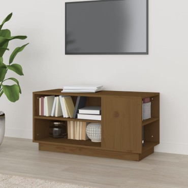 vidaXL Έπιπλο Τηλεόρασης Καφέ Μελί 80x35x40,5cm από Μασίφ Ξύλο Πεύκου
