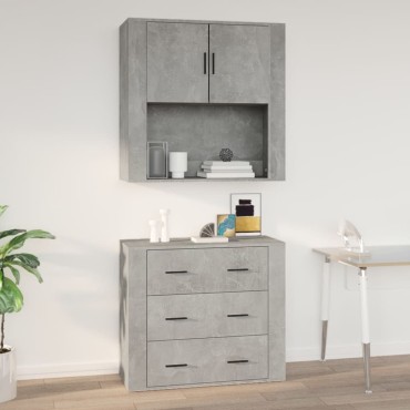 vidaXL Ντουλάπι Τοίχου Γκρι Σκυρ. 80x33x80cm Επεξεργασμένο Ξύλο 1 τεμ.