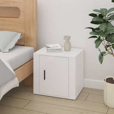 vidaXL Κομοδίνα Γυαλιστερό Λευκό 50x39x47cm 1 τεμ.