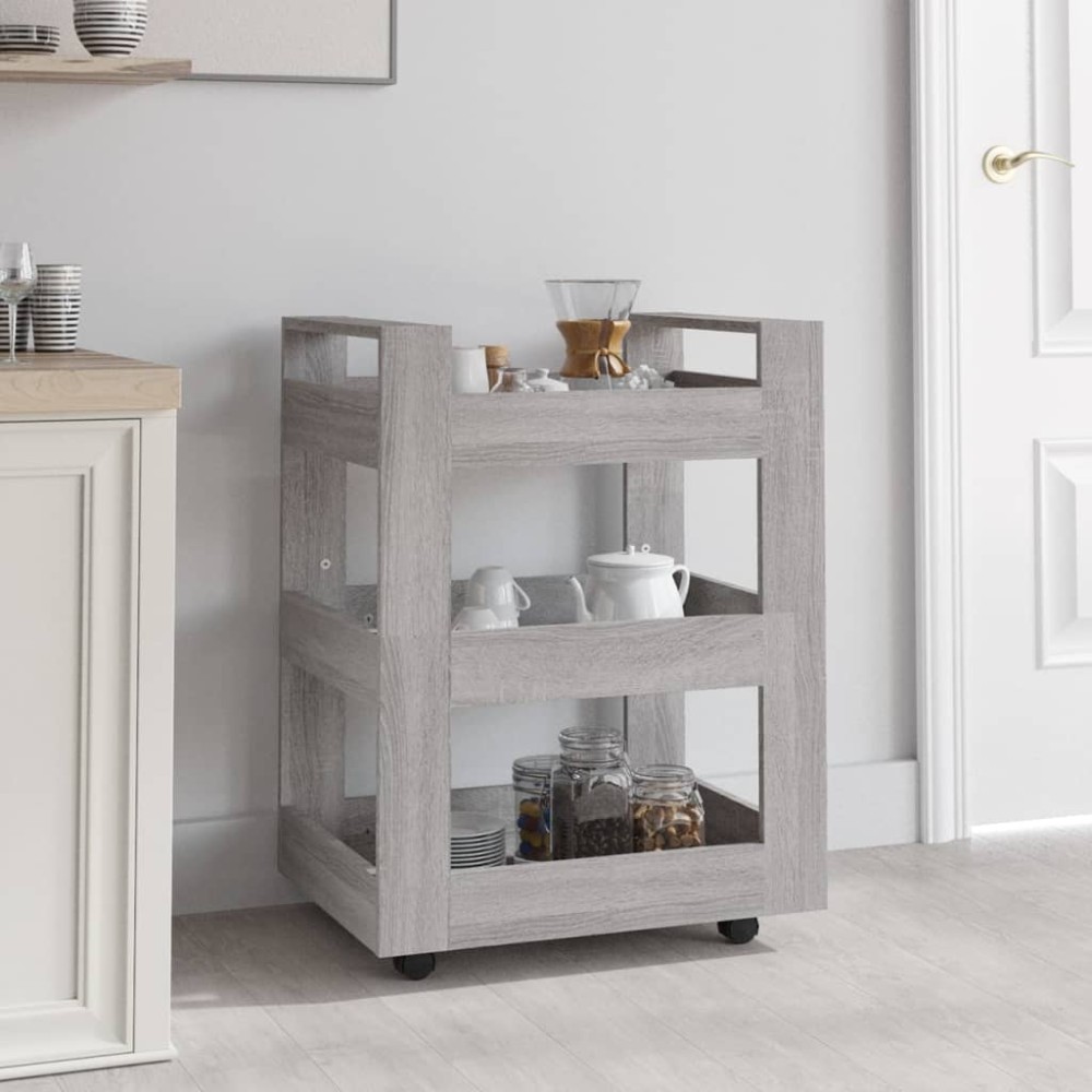 vidaXL Τρόλεϊ Κουζίνας Sonoma Γκρι 60x45x80cm από Επεξεργασμένο Ξύλο 1 τεμ. vidaXL Τρόλεϊ Κουζίνας Sonoma Γκρι 60x45x80cm από Επεξεργασμένο Ξύλο 1 τεμ.
