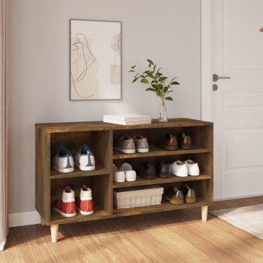 vidaXL Παπουτσοθήκη Καπνιστή Δρυς 102x36x60cm από Επεξεργασμένο Ξύλο