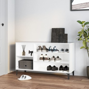 vidaXL Παπουτσοθήκη Γυαλιστερό Λευκό 102x36x60cm Επεξεργασμένο Ξύλο