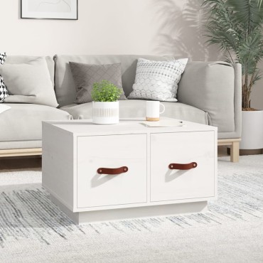 vidaXL Τραπεζάκι Σαλονιού Λευκό 60x53x35cm από Μασίφ Ξύλο Πεύκου 1 τεμ.