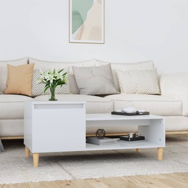 vidaXL Τραπεζάκι Σαλονιού Γυαλ. Λευκό 100x50x45cm Επεξεργ. Ξύλο 1 τεμ.