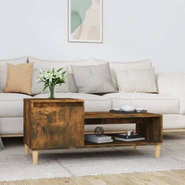 vidaXL Τραπεζάκι Σαλονιού Καπνιστή Δρυς 100x50x45cm Επεξεργασμ. Ξύλο 1 τεμ.