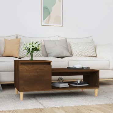 vidaXL Τραπεζάκι Σαλονιού Καφέ Δρυς 100x50x45cm Επεξεργασμ. Ξύλο 1 τεμ.