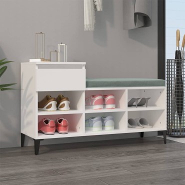 vidaXL Παπουτσοθήκη Λευκή 102x36x60cm από Επεξεργασμένο Ξύλο