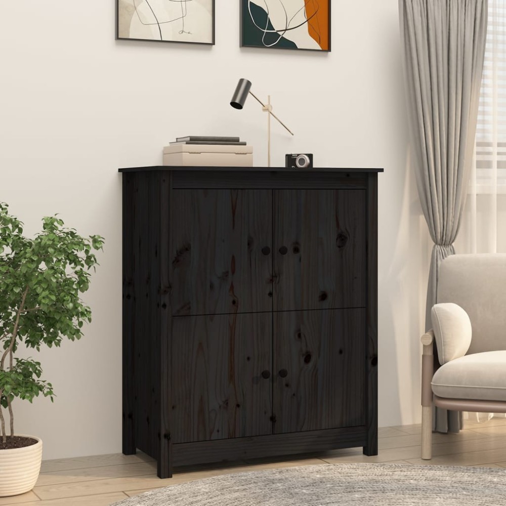 vidaXL Συρταριέρα Μαύρη 83x41,5x100cm από Μασίφ Ξύλο Πεύκου 1 τεμ.