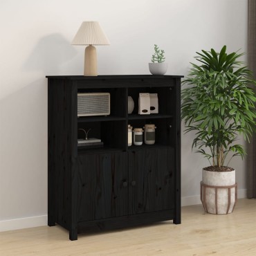 vidaXL Συρταριέρα Μαύρη 83x41,5x100cm από Μασίφ Ξύλο Πεύκου 1 τεμ.