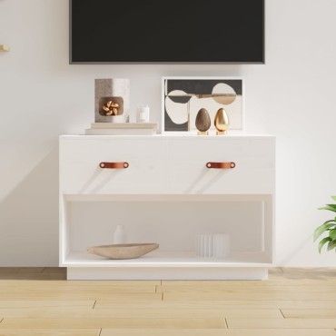 vidaXL Έπιπλο Τηλεόρασης Λευκό 90x40x60cm από Μασίφ Ξύλο Πεύκου
